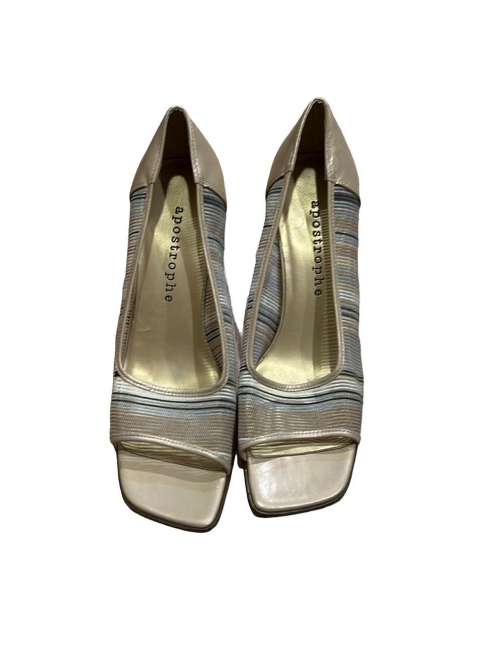 Apostrophe Vintage Mesh Leather Heels Woman's Size 8.5